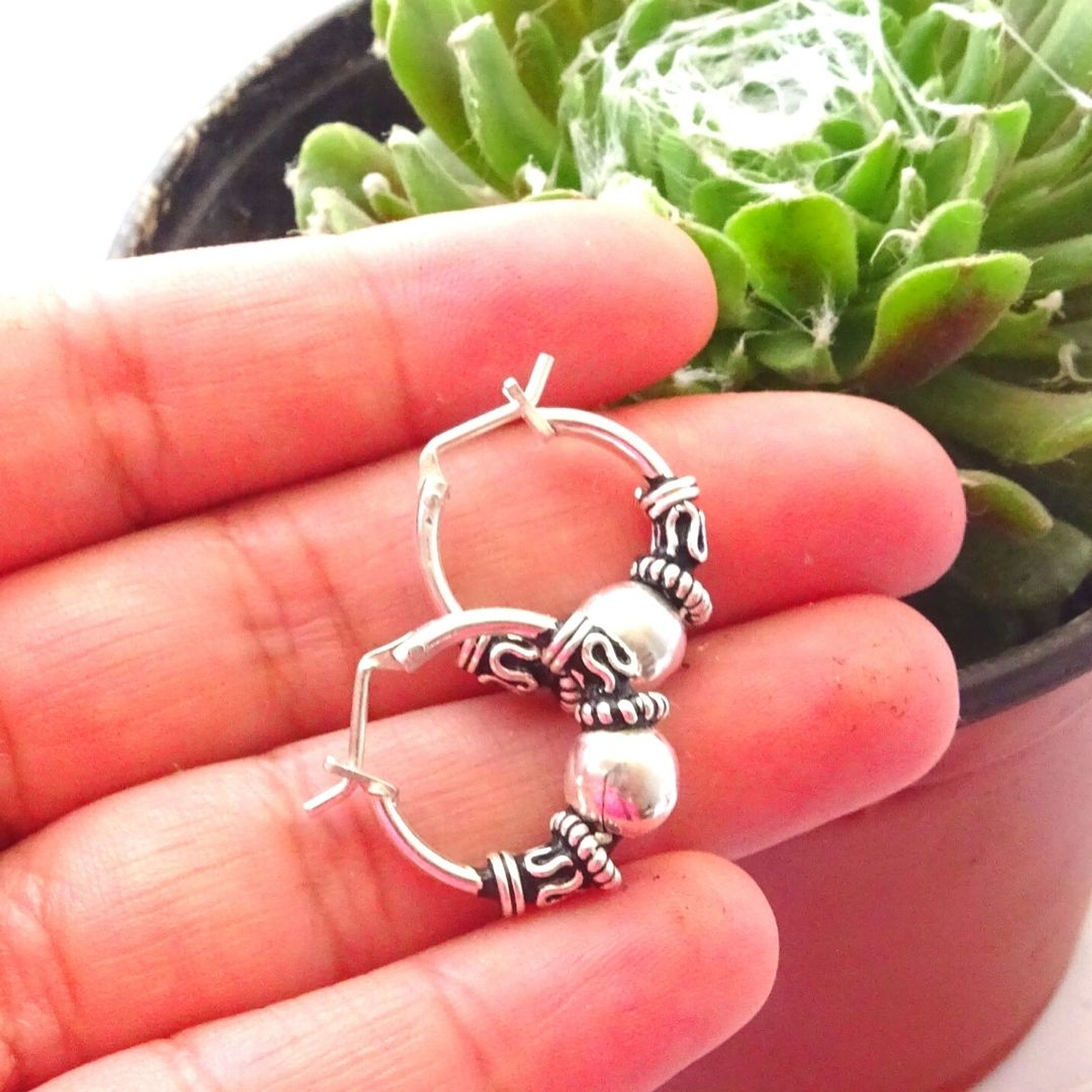 Aros De Plata 925 Argollas Bali 16mm  2