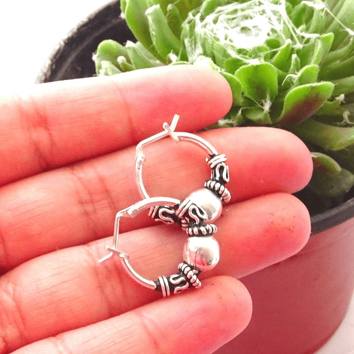 Aros De Plata 925 Argollas Bali 16mm  2