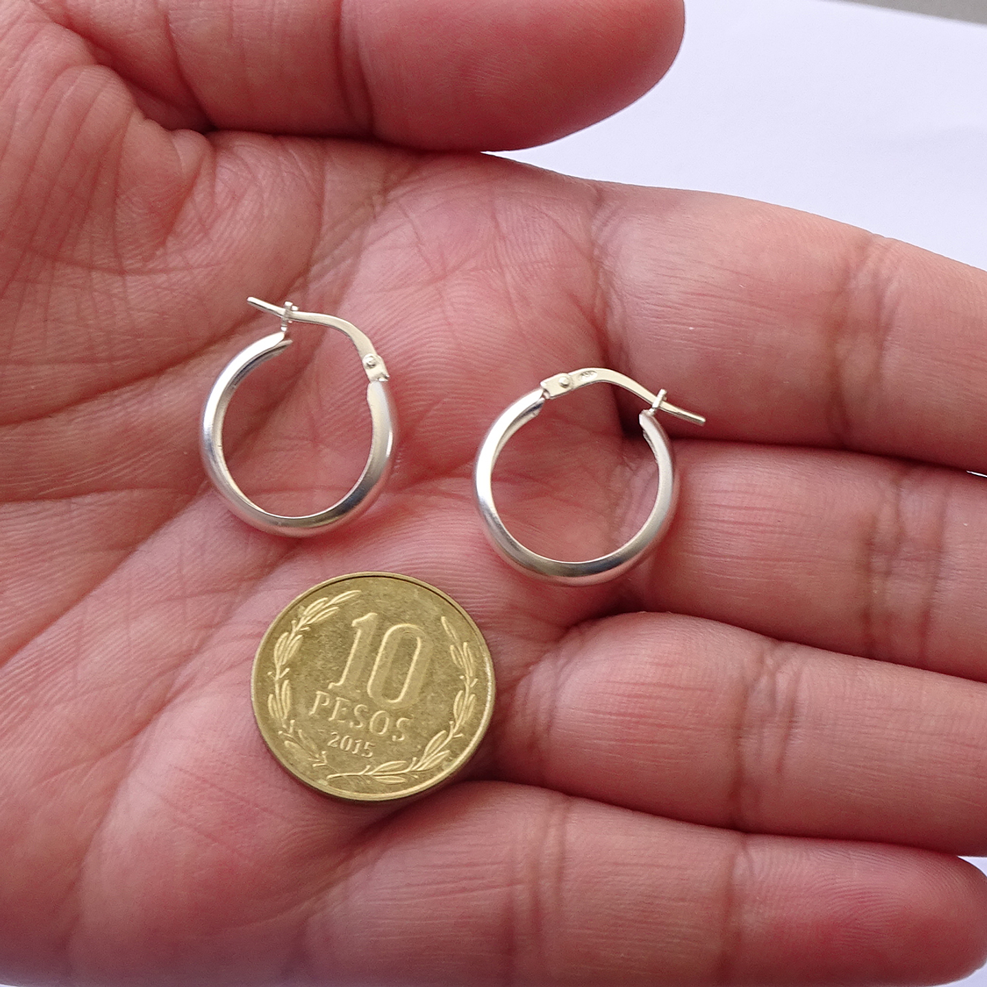 Aros De Plata 925 Argollas Lisa 2cm 3