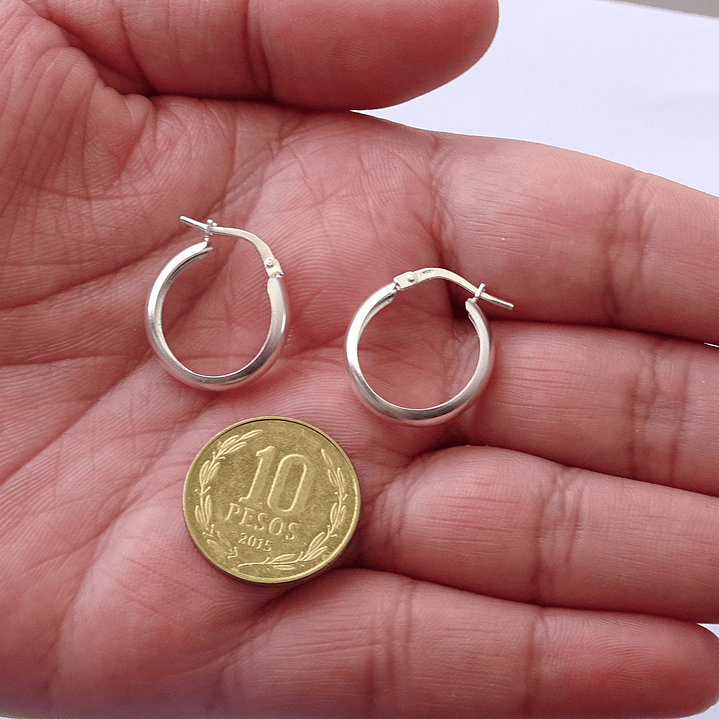 Aros De Plata 925 Argollas Lisa 2cm 3