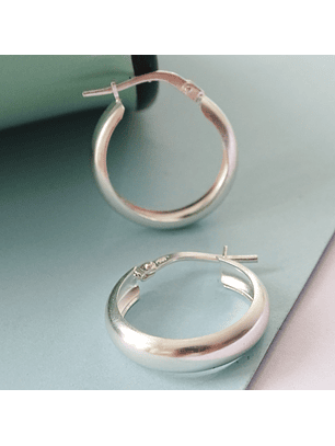 Aros De Plata 925 Argollas Lisa 2cm