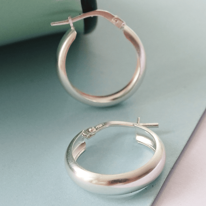 Aros De Plata 925 Argollas Lisa 2cm 2