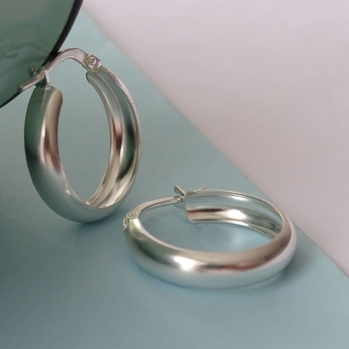 Aros De Plata 925 Argollas Lisa 2cm 4