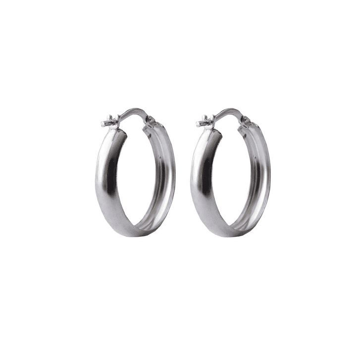 Aros De Plata 925 Argollas Lisa 2cm 1