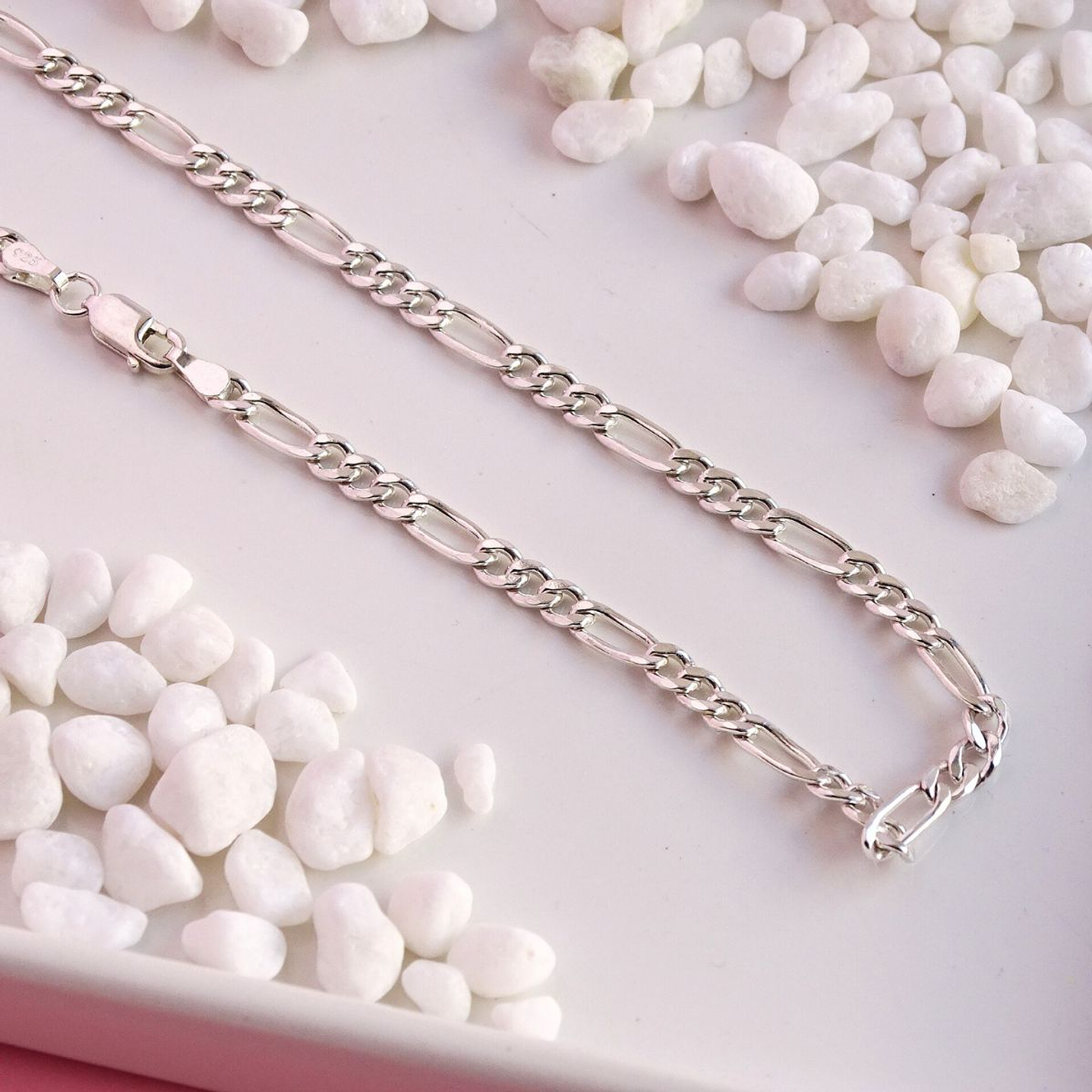 Cadena De Plata 925 Fígaro G 60cm 2