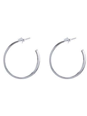 Aros De Plata 925 Argollas Lisa T 30mm  