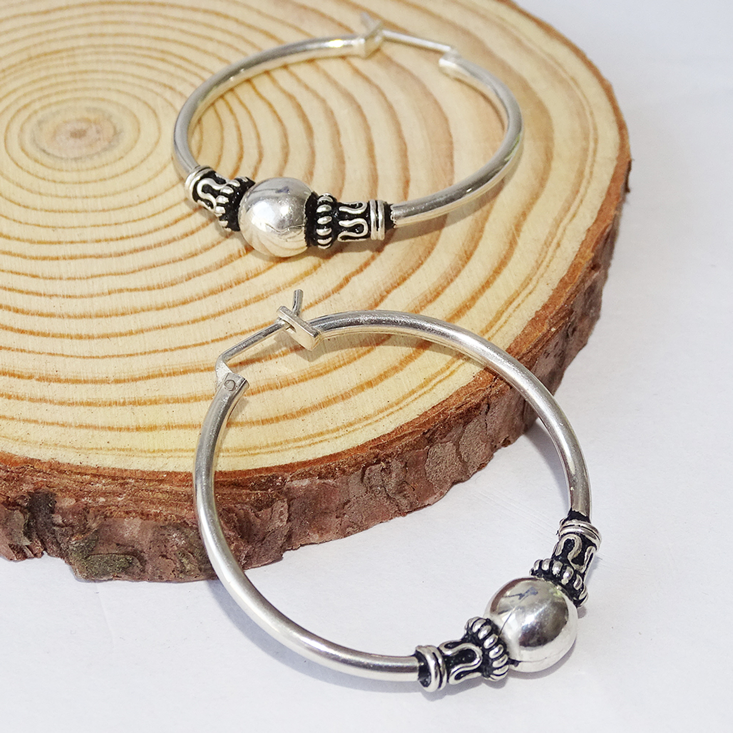 Aros De Plata 925 Argollas Bali 35mm  4