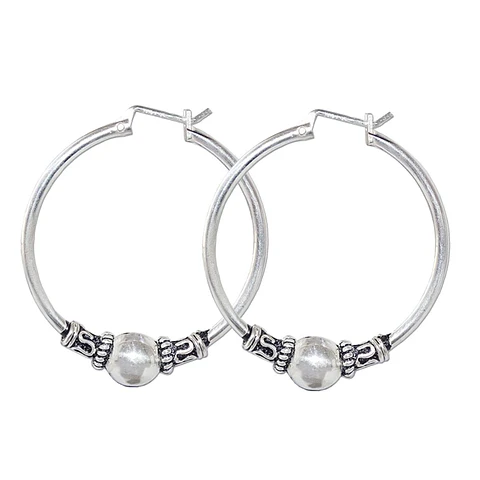 Aros De Plata 925 Argollas Bali 35mm 