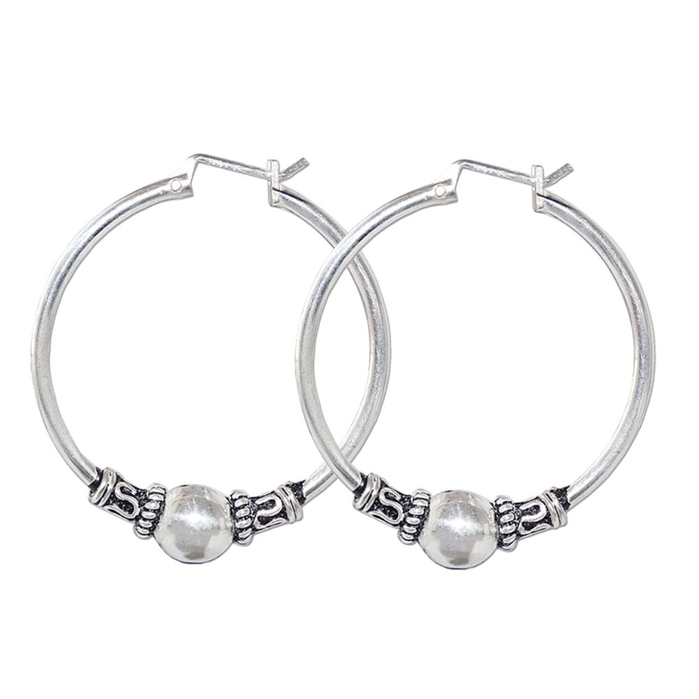 Aros De Plata 925 Argollas Bali 35mm  1