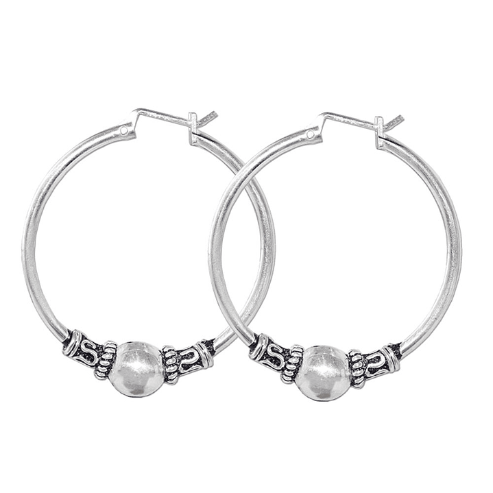 Aros De Plata 925 Argollas Bali 35mm  1