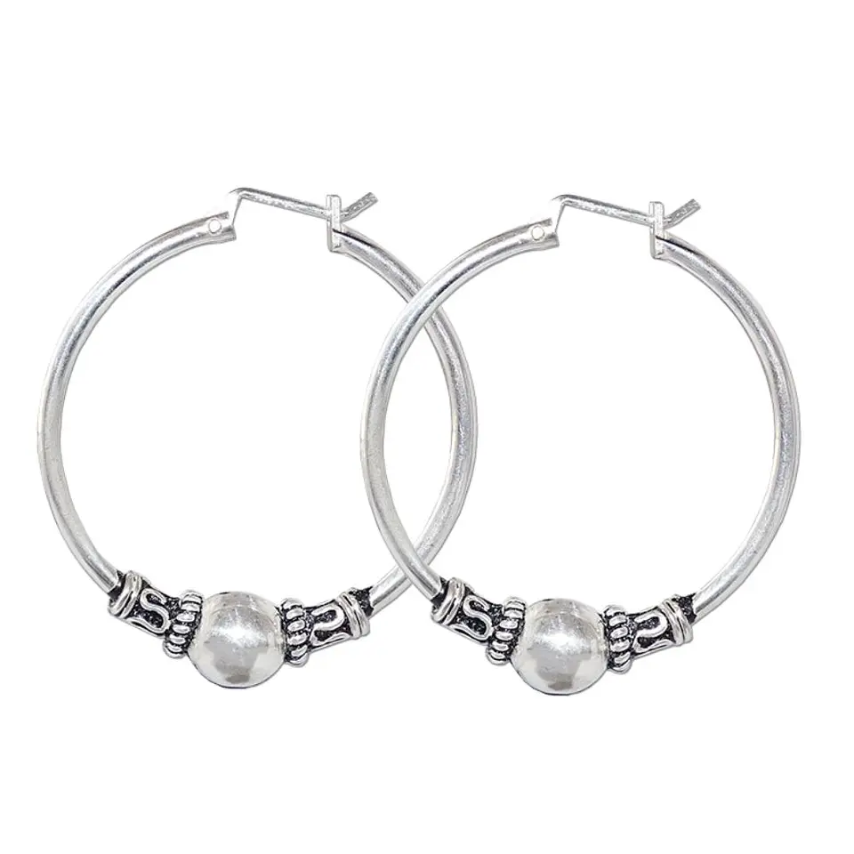 Aros De Plata 925 Argollas Bali 35mm  1