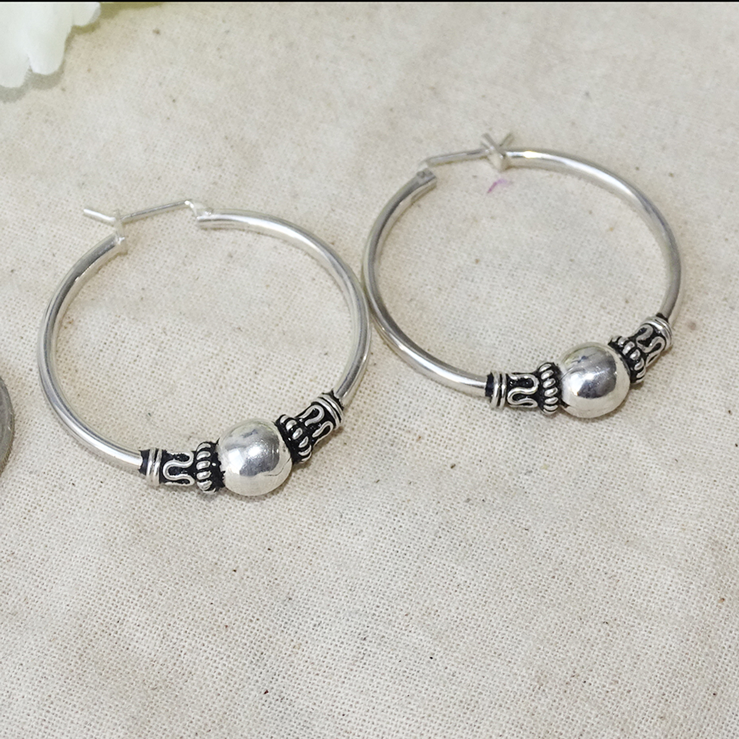 Aros De Plata 925 Argollas Bali 35mm  3