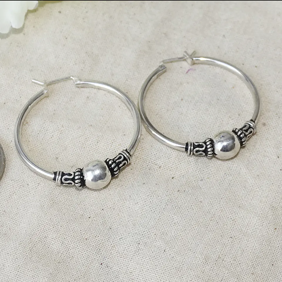 Aros De Plata 925 Argollas Bali 35mm  3