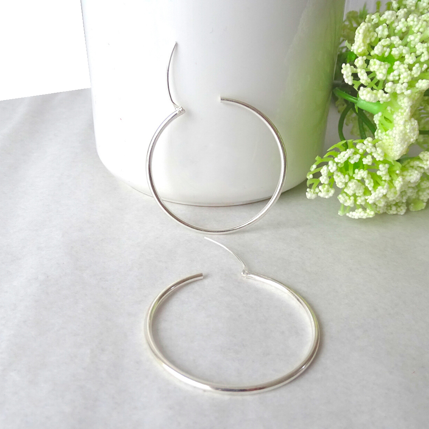 Aros De Plata 925 Argollas 40mm 2