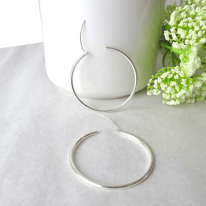 Aros De Plata 925 Argollas 40mm 2