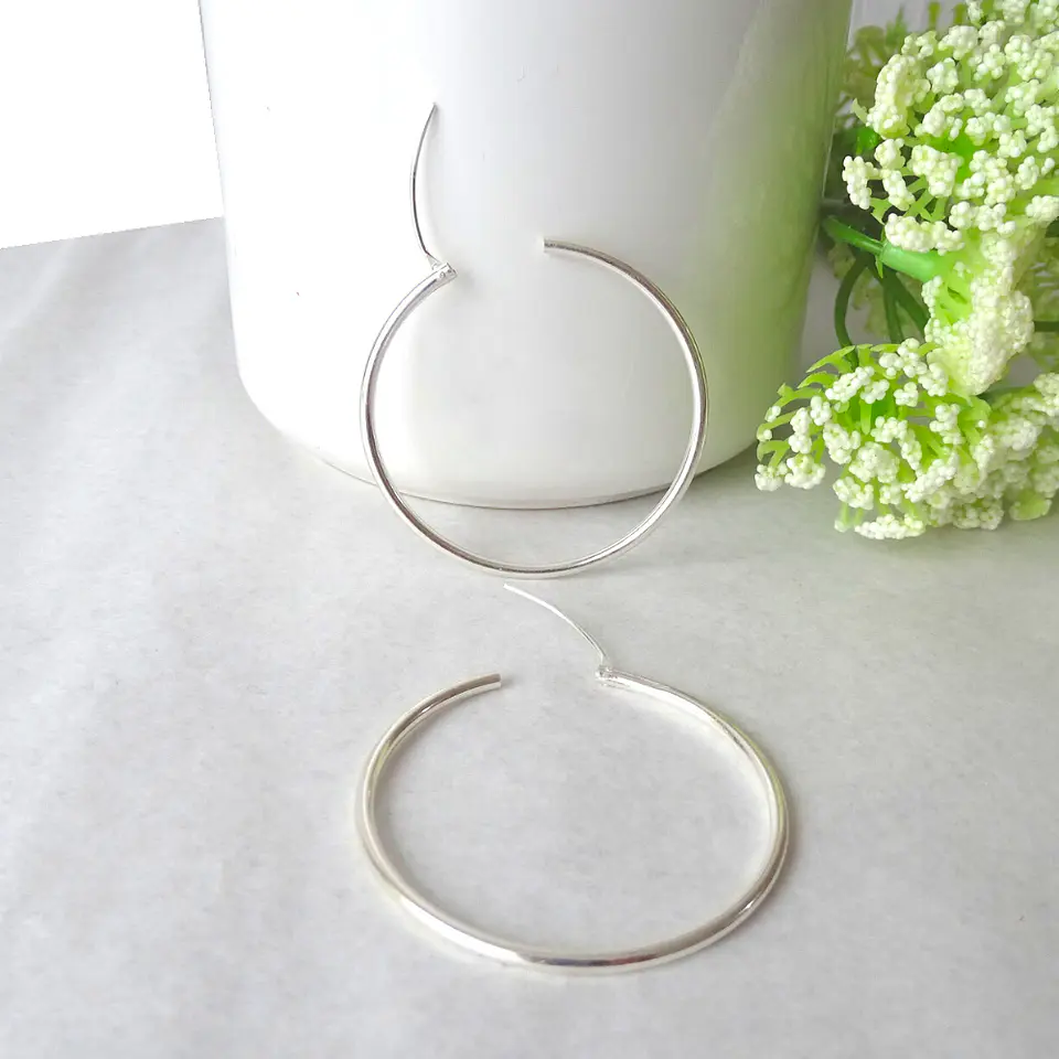 Aros De Plata 925 Argollas 40mm 2