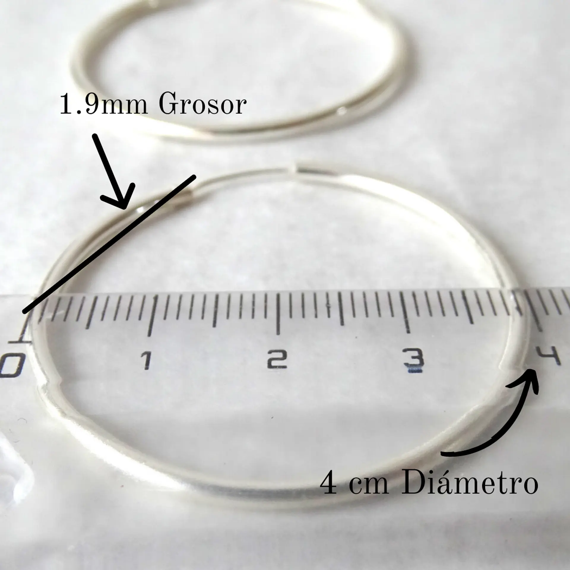Aros De Plata 925 Argollas 40mm 3