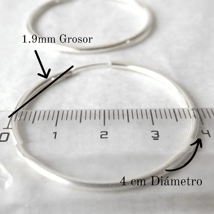 Aros De Plata 925 Argollas 40mm 3