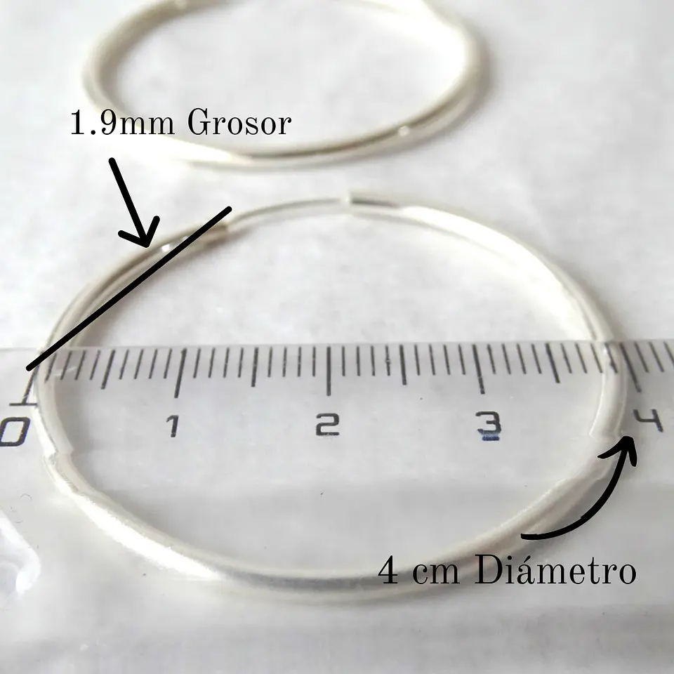 Aros De Plata 925 Argollas 40mm 3