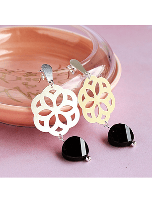 Aros De Plata Baris Black G.