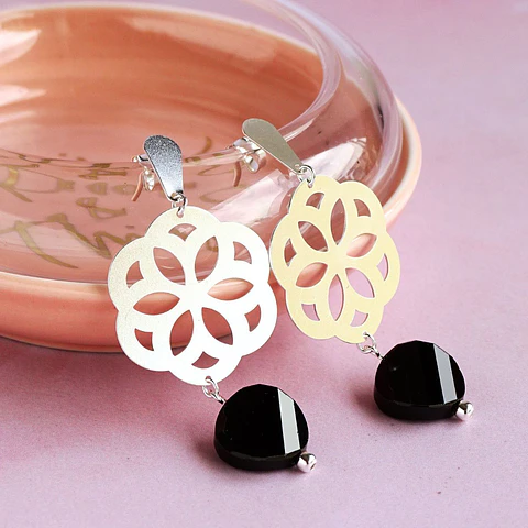 Aros De Plata Baris Black G.