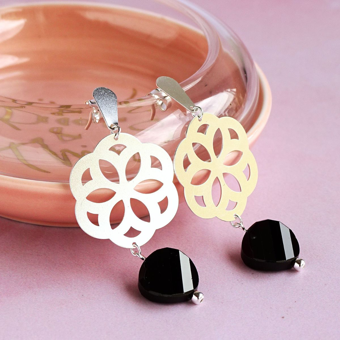 Aros De Plata Baris Black G. 2