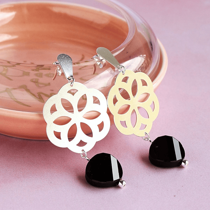 Aros De Plata Baris Black G. 2