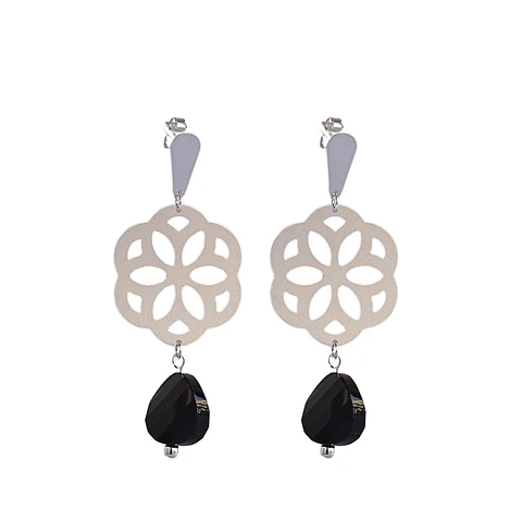 Aros De Plata Baris Black G.