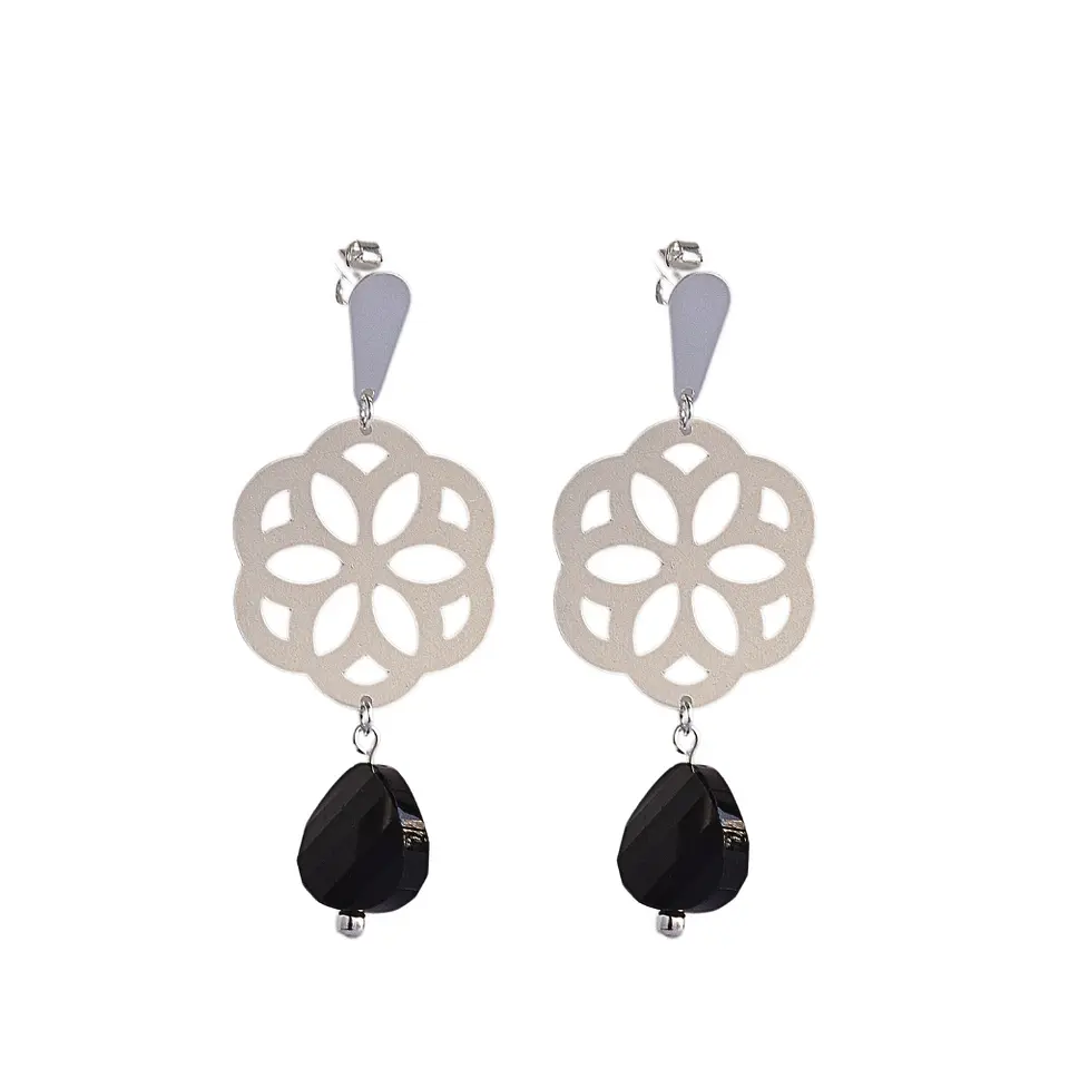 Aros De Plata Baris Black G. 1