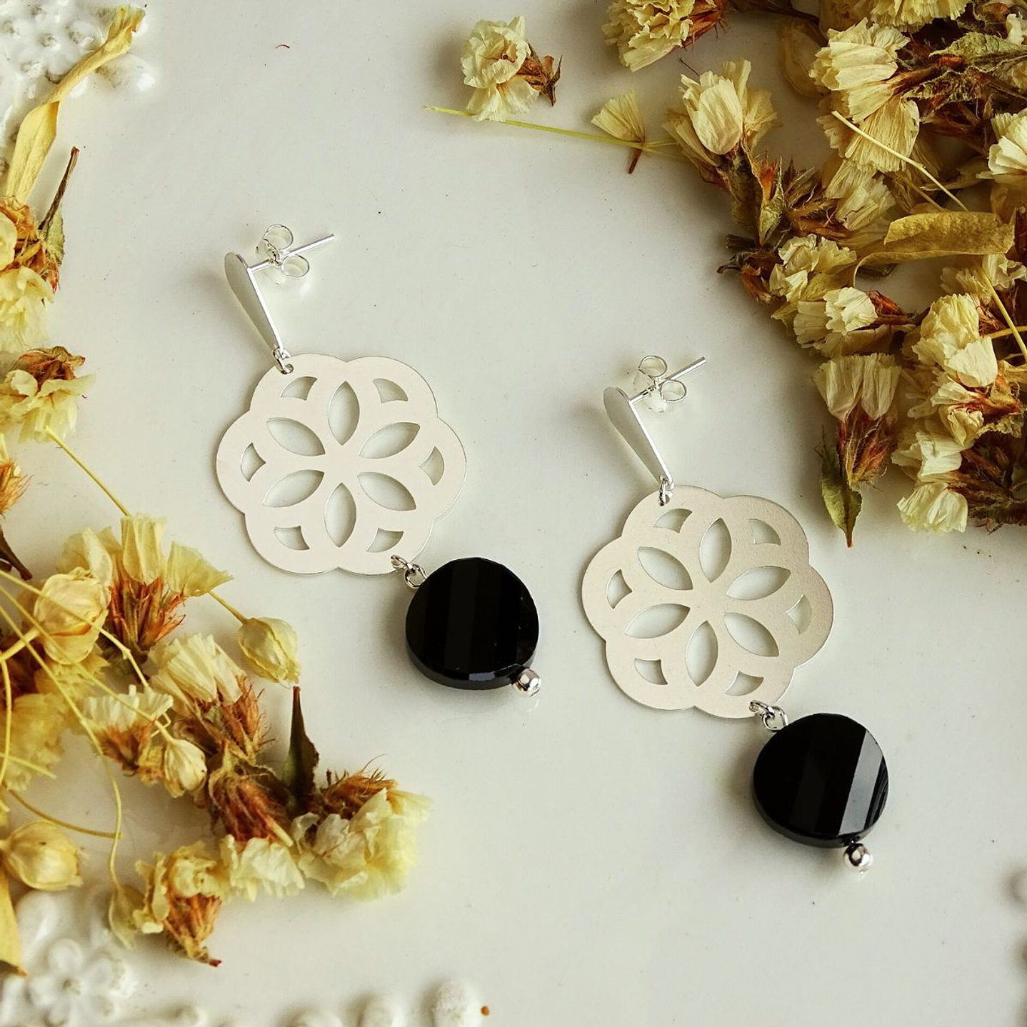 Aros De Plata Baris Black G. 3