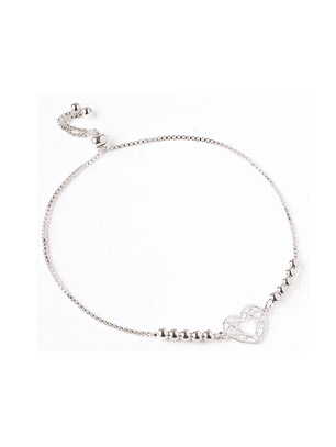 Pulsera De Plata 925 Ajustable Corazon Geometricos