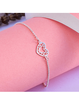Pulseras De Plata 925 Corazón Geométrico