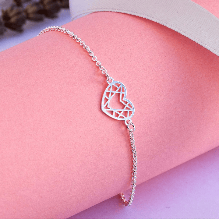 Pulseras De Plata 925 Corazón Geométrico 1