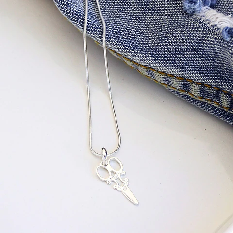 Cadena De Plata 925 Cola de Raton & Tijeras Estilista