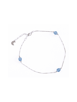 Tobillera De Plata 925 con Cristales Celeste