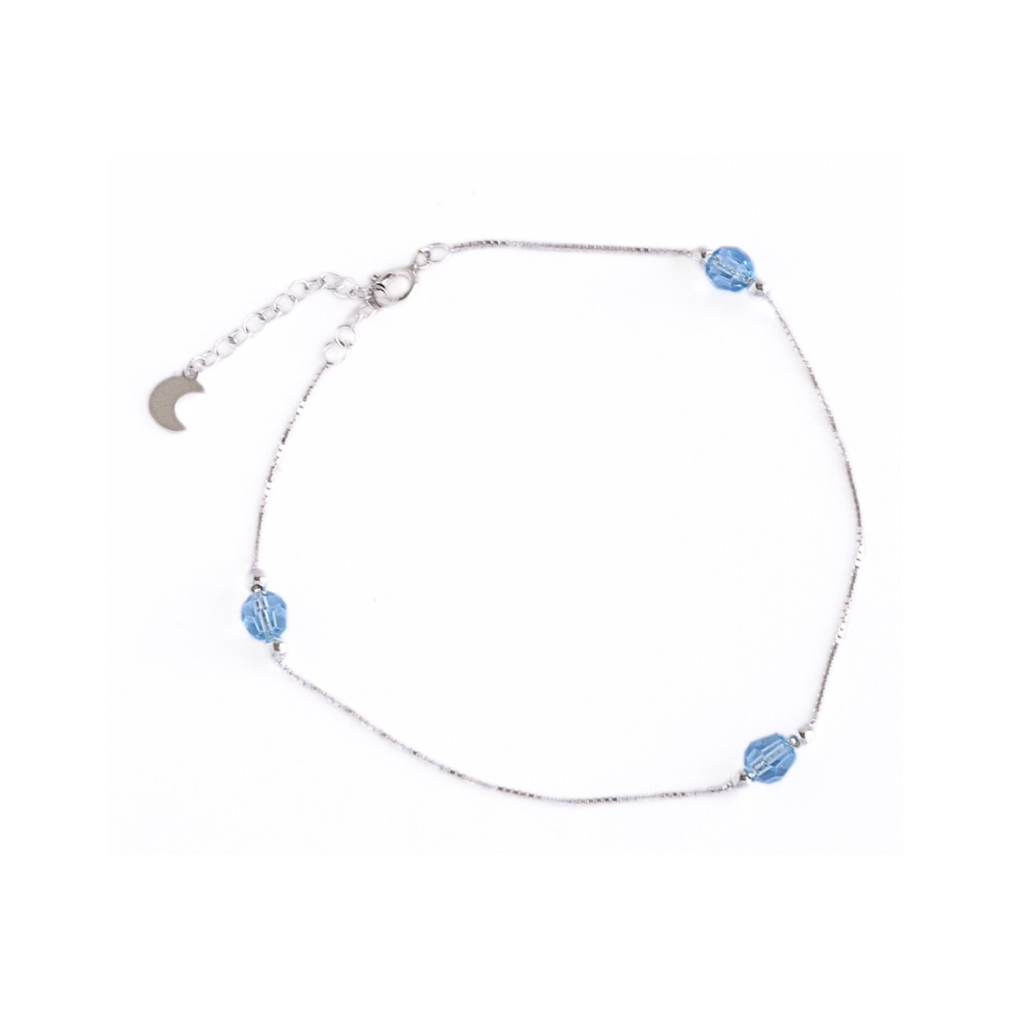 Tobillera De Plata 925 con Cristales Celeste 1