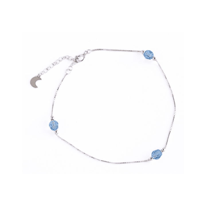Tobillera De Plata 925 con Cristales Celeste 1