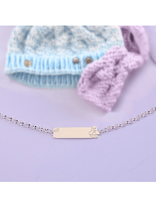 Pulsera Piocha de Plata Oso Teddy Personalizada