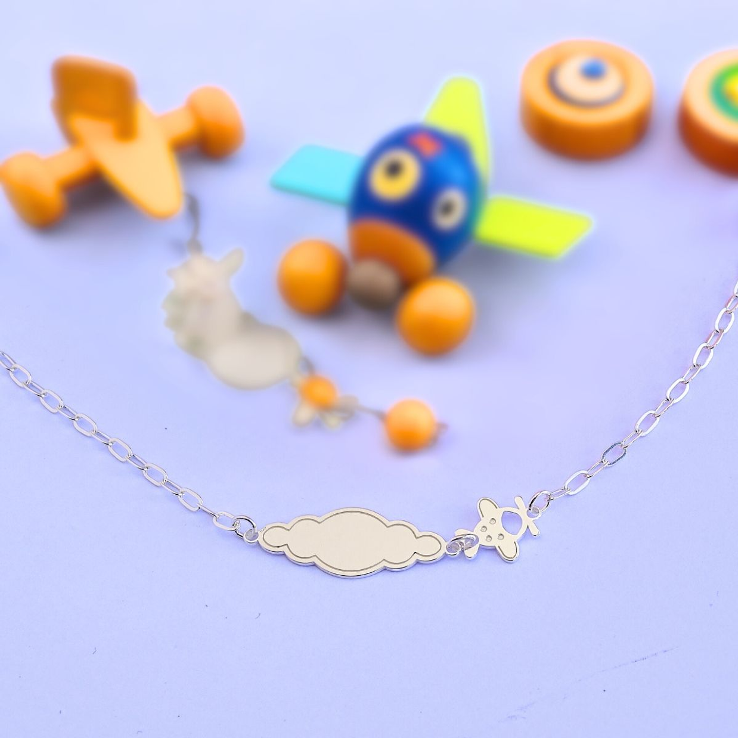 Pulsera Piocha de Plata Pequeño Aviador Personalizada 3