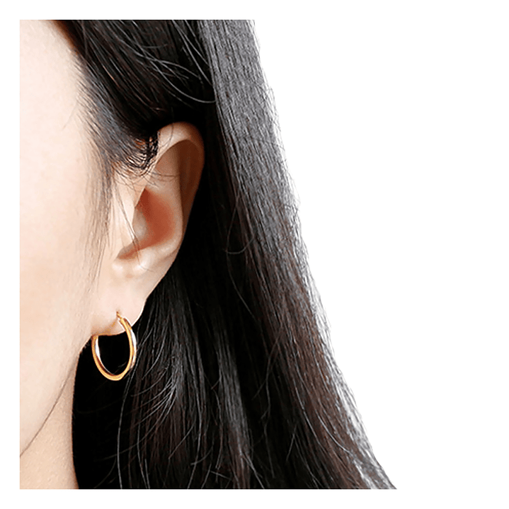 Aros Argolla Fina Con Baño De Oro 20mm 2