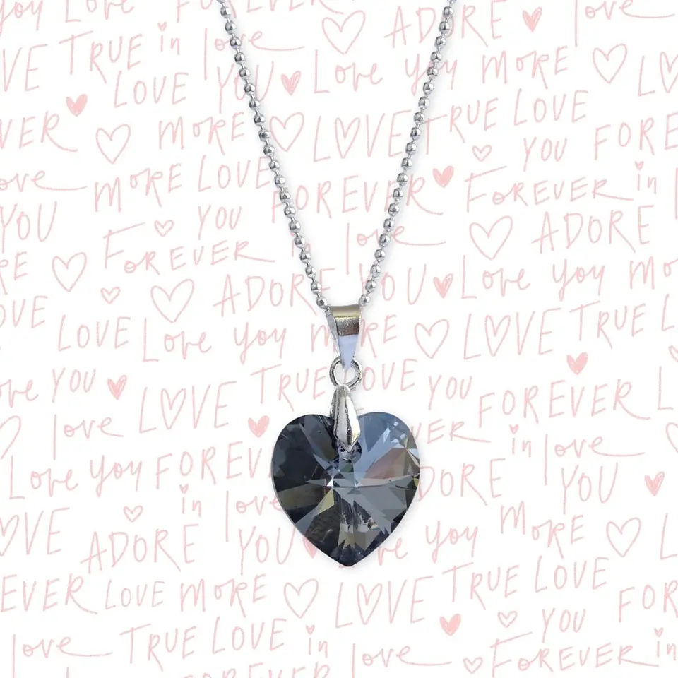 Collar De Plata & Corazon Cristal Swarovski 4