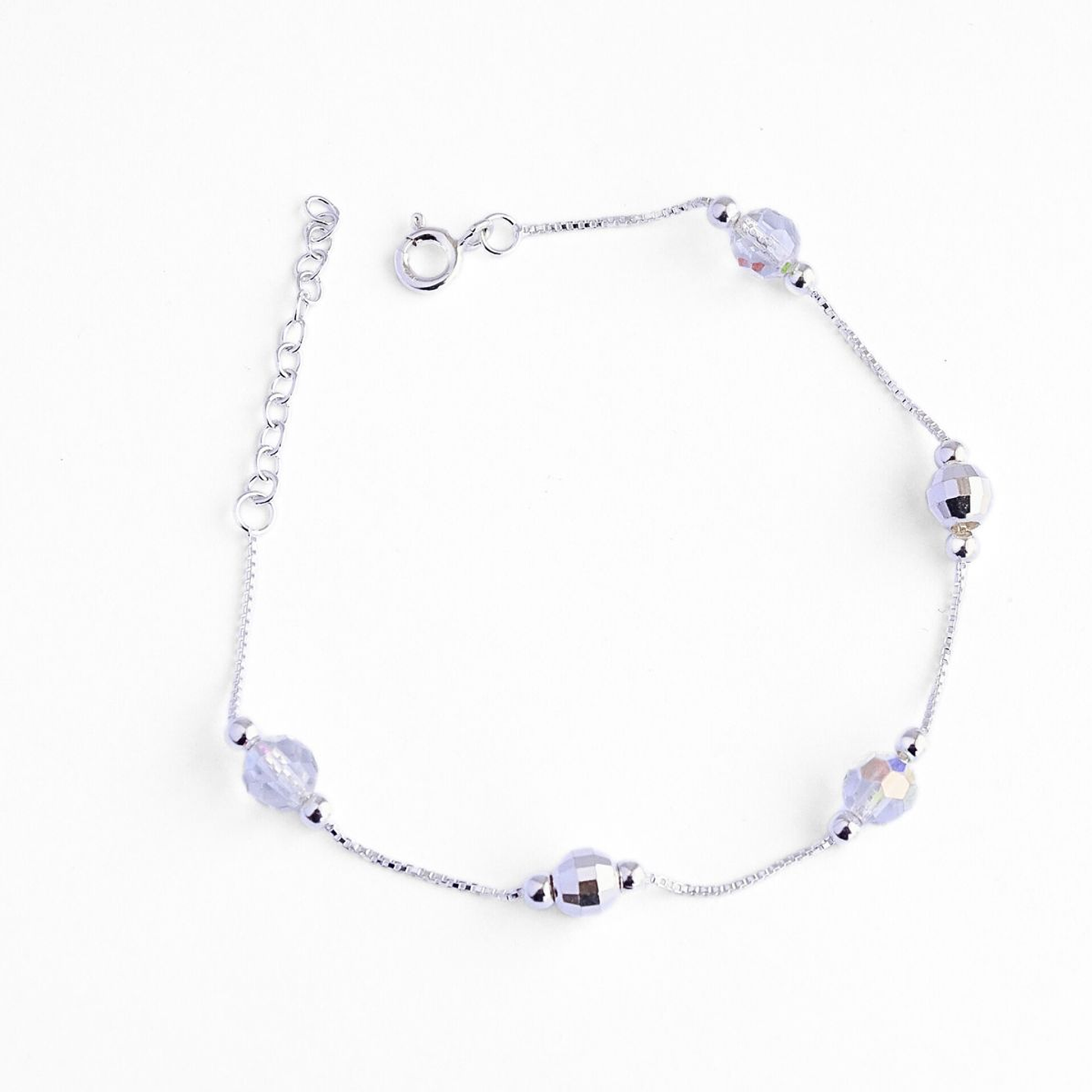 Pulsera De Plata 925 Puntos y Cristales Rosa/Azul/Violeta/Brillante 5