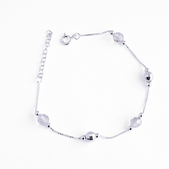 Pulsera De Plata 925 Puntos y Cristales Rosa/Azul/Violeta/Brillante 5