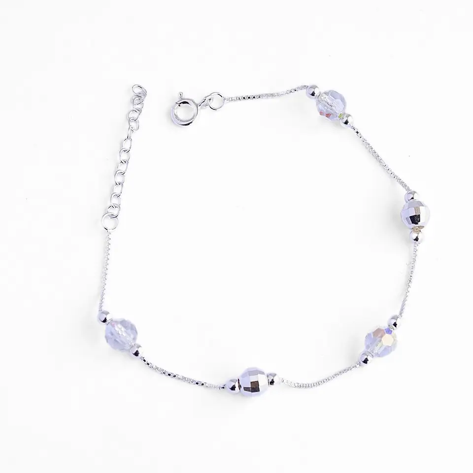 Pulsera De Plata 925 Puntos y Cristales Rosa/Azul/Violeta/Brillante 5
