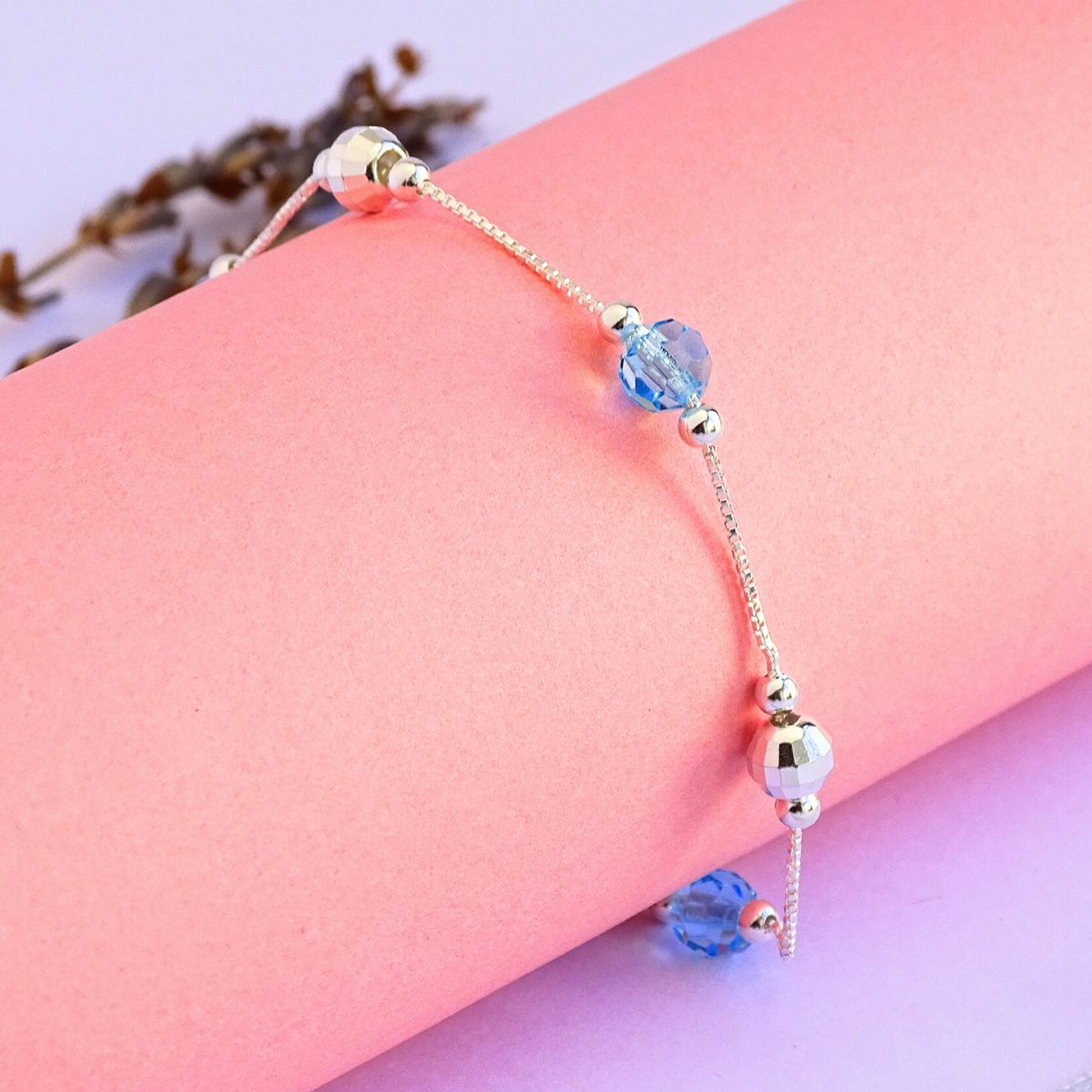 Pulsera De Plata 925 Puntos y Cristales Rosa/Azul/Violeta/Brillante 6
