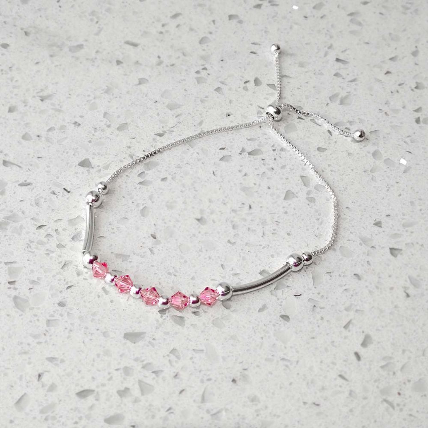 Pulsera De Plata 925 Ajustable Cristales Dark/Rose/Brillante 5