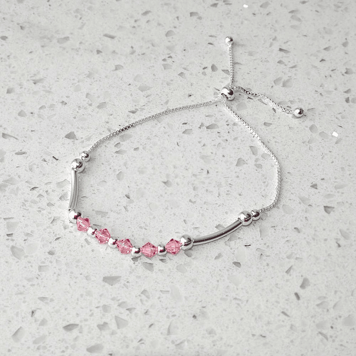 Pulsera De Plata 925 Ajustable Cristales Dark/Rose/Brillante 5