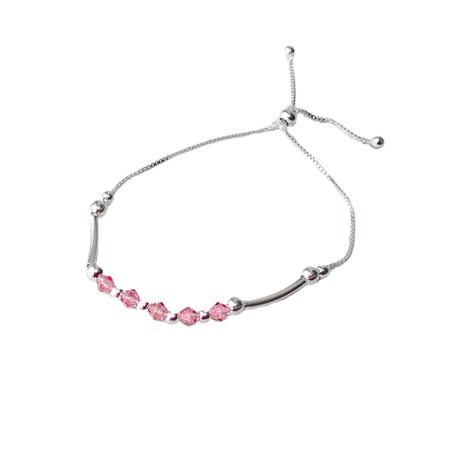 Pulsera De Plata 925 Ajustable Cristales Dark/Rose/Brillante 6