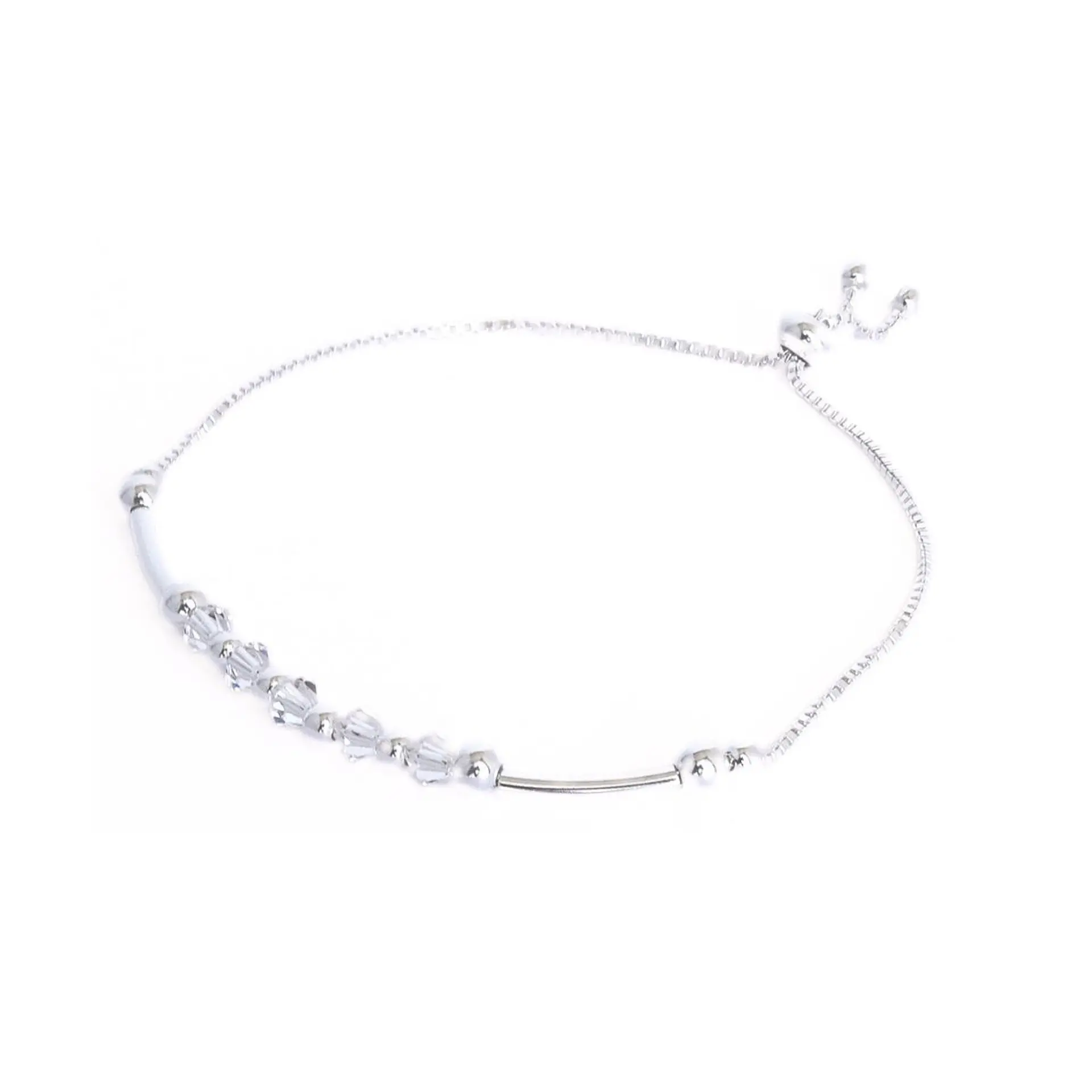 Pulsera De Plata 925 Ajustable Cristales Dark/Rose/Brillante 11