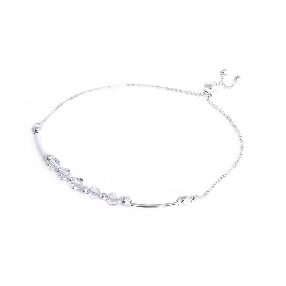 Pulsera De Plata 925 Ajustable Cristales Dark/Rose/Brillante 11